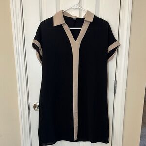 SHEIN Black and Tan Collared Dress